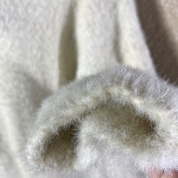 point sur j crew white zip up long line fuzzy teddy jacket small cozy - Picture 5 of 8